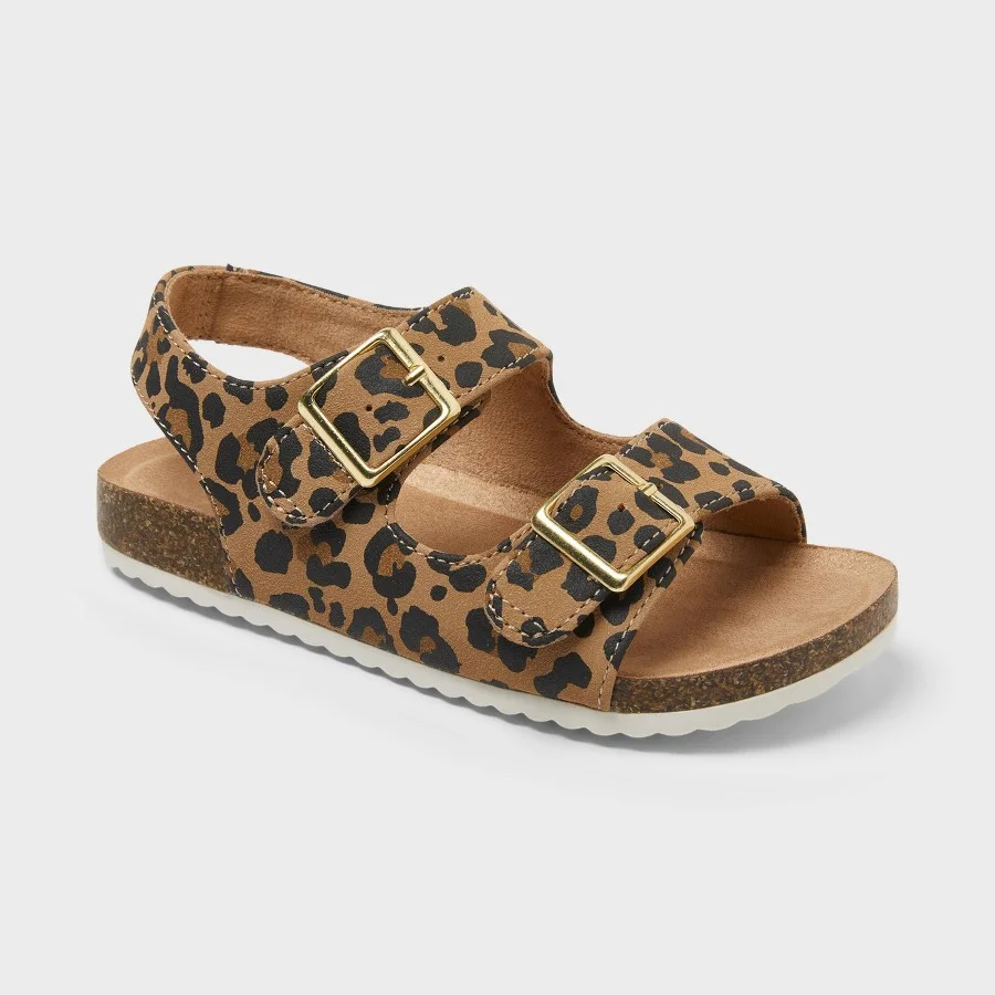 Cat & Jack toddler girls' Sequerah casual footbed sandals in leopard print
