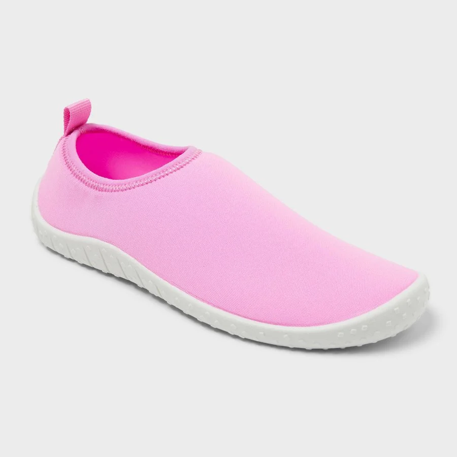 Pink Cat & Jack kids Grover slip-on quick-dry water shoes with non-slip grip soles on a white background