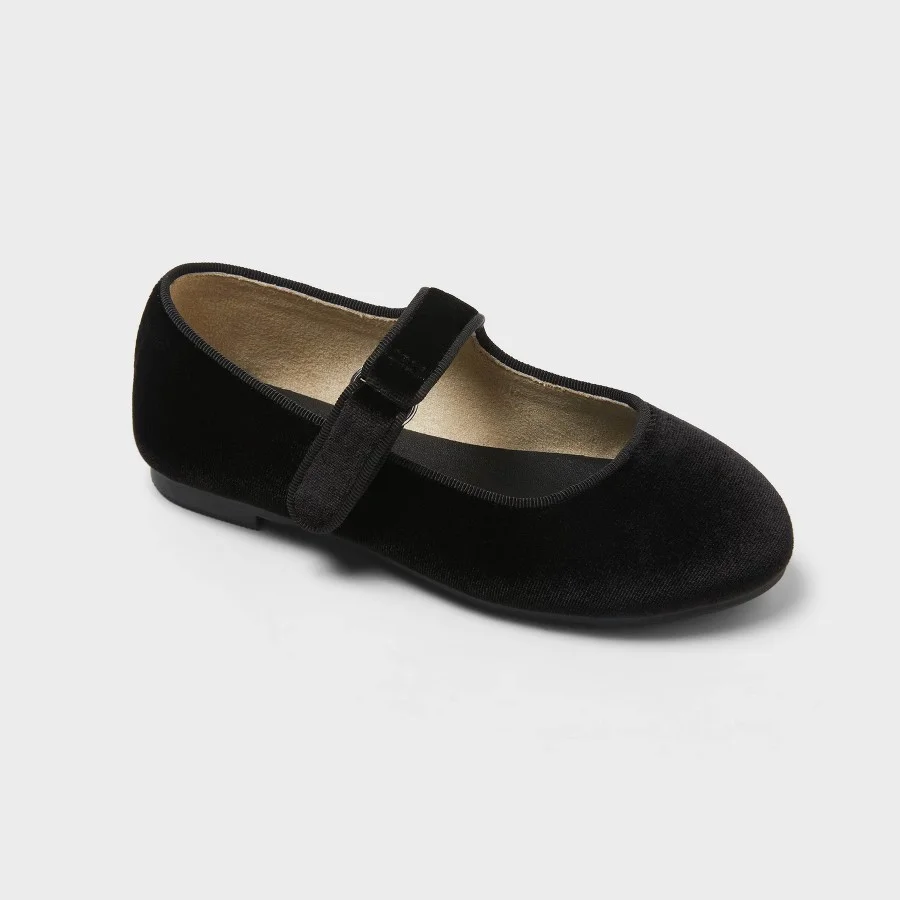 Black Cat & Jack toddler girls Addy ballet flats on a white background
