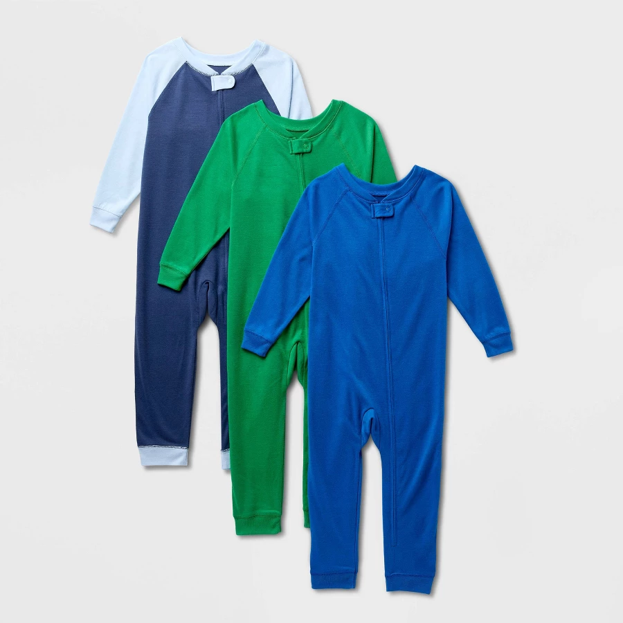 Toddler Kids 3-Pack Adaptive Reversible Union Suit folded on plain backdrop