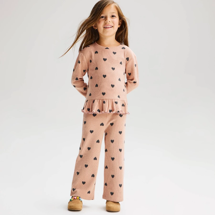 Baby and toddler girls cotton pull-on pants with elastic waistband