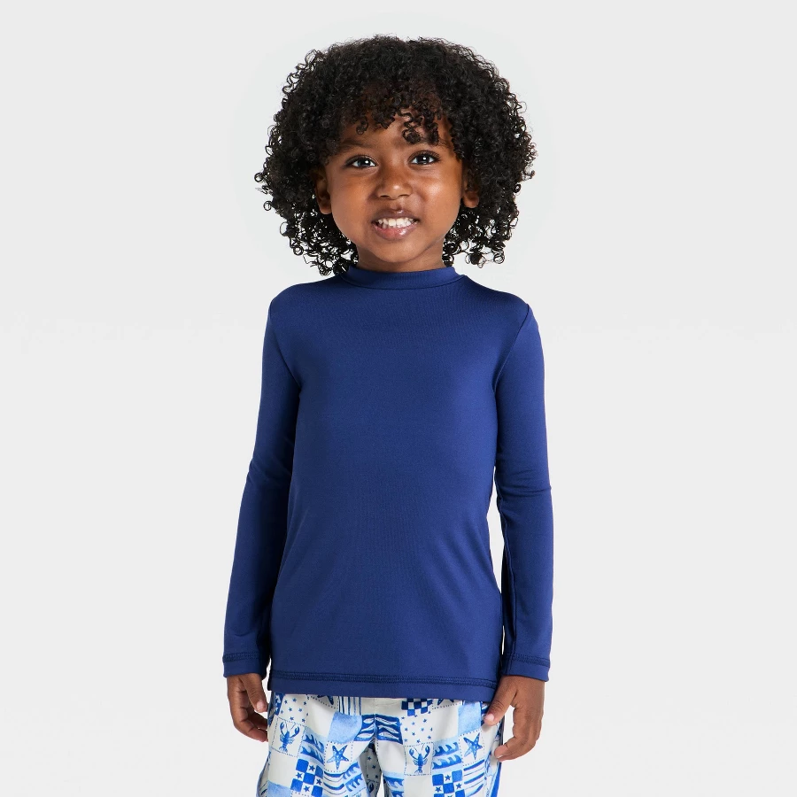 Cat & Jack Toddler Boys' Long Sleeve UPF 50+ Rash Guard Top in navy blue