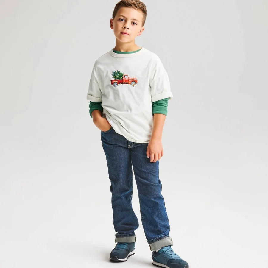Cat & Jack Boys' Mid-Rise Straight Fit Jeans with Tough Cotton reinforced knees