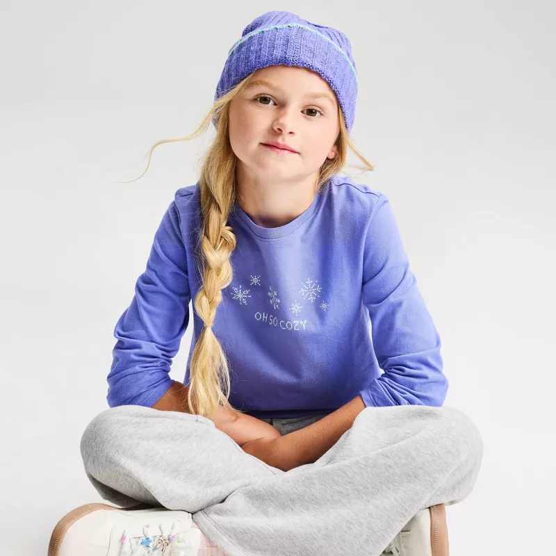 Cat & Jack Girls' Long Sleeve Cozy Graphic T-Shirt