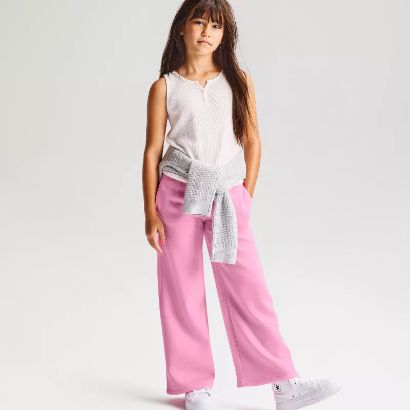 Cat & Jack Girls' Fleece Wide Leg Sweatpants