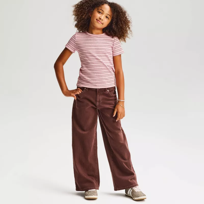 Cat & Jack Girls' Mid-Rise Wide Leg Jeans