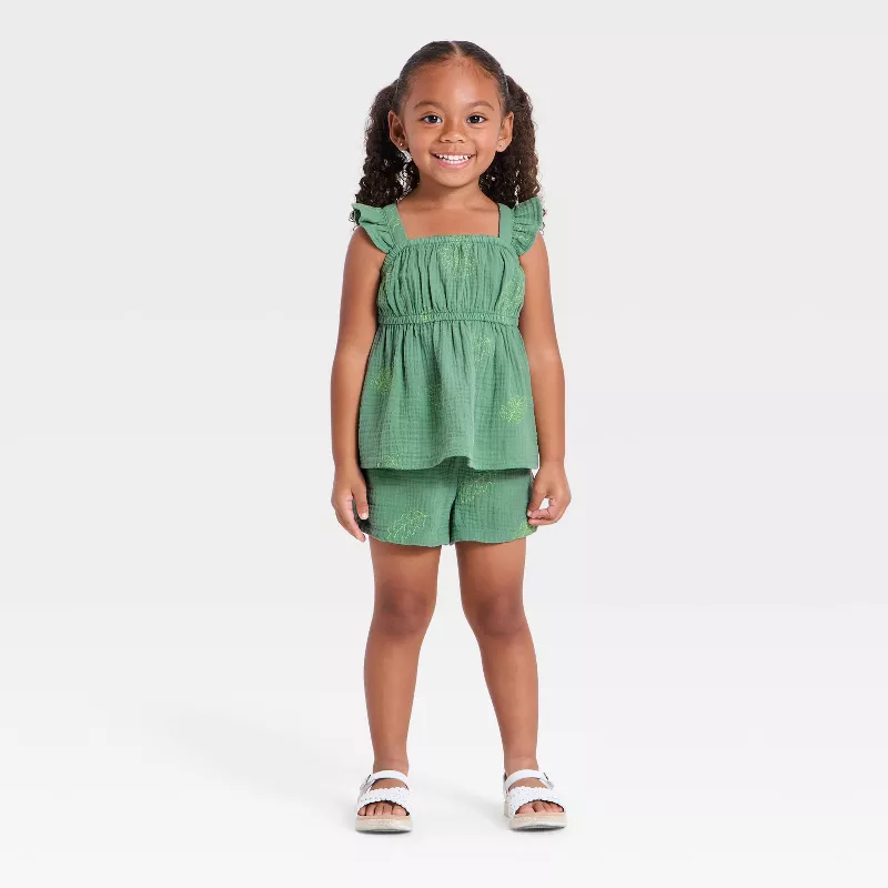 Cat & Jack Toddler Girls' 2pc Woven Tank Top & Shorts Set
